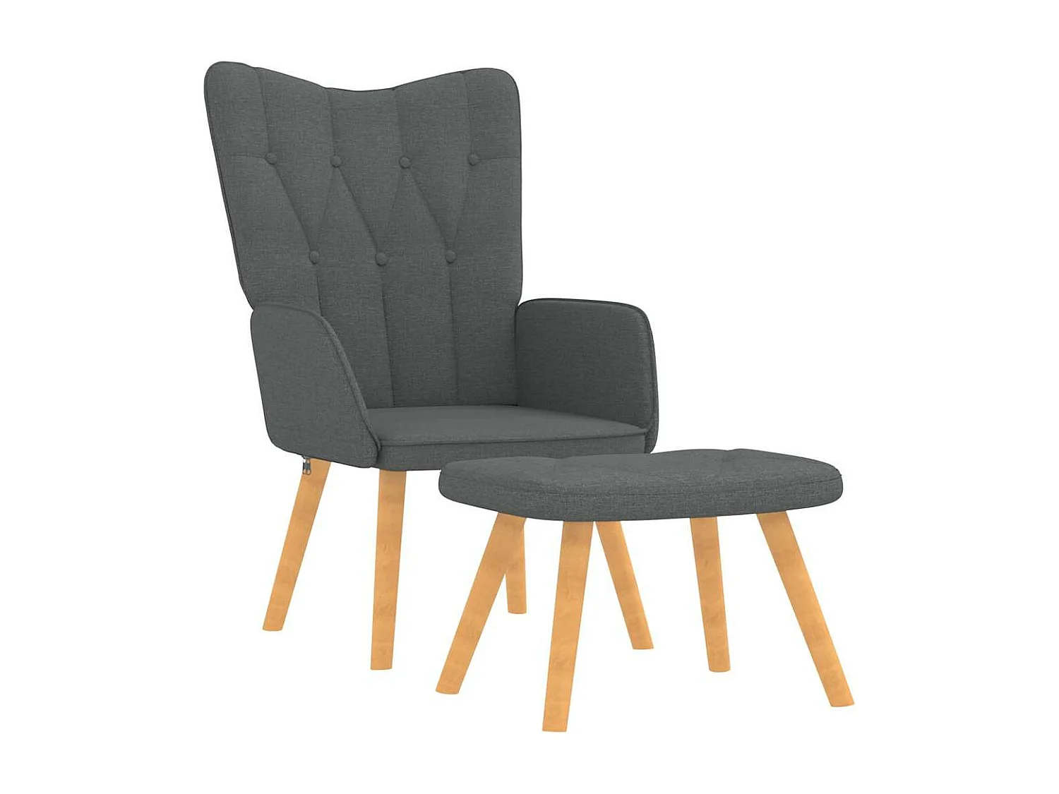 Fauteuil de relaxation avec tabouret Gris foncé Tissu
