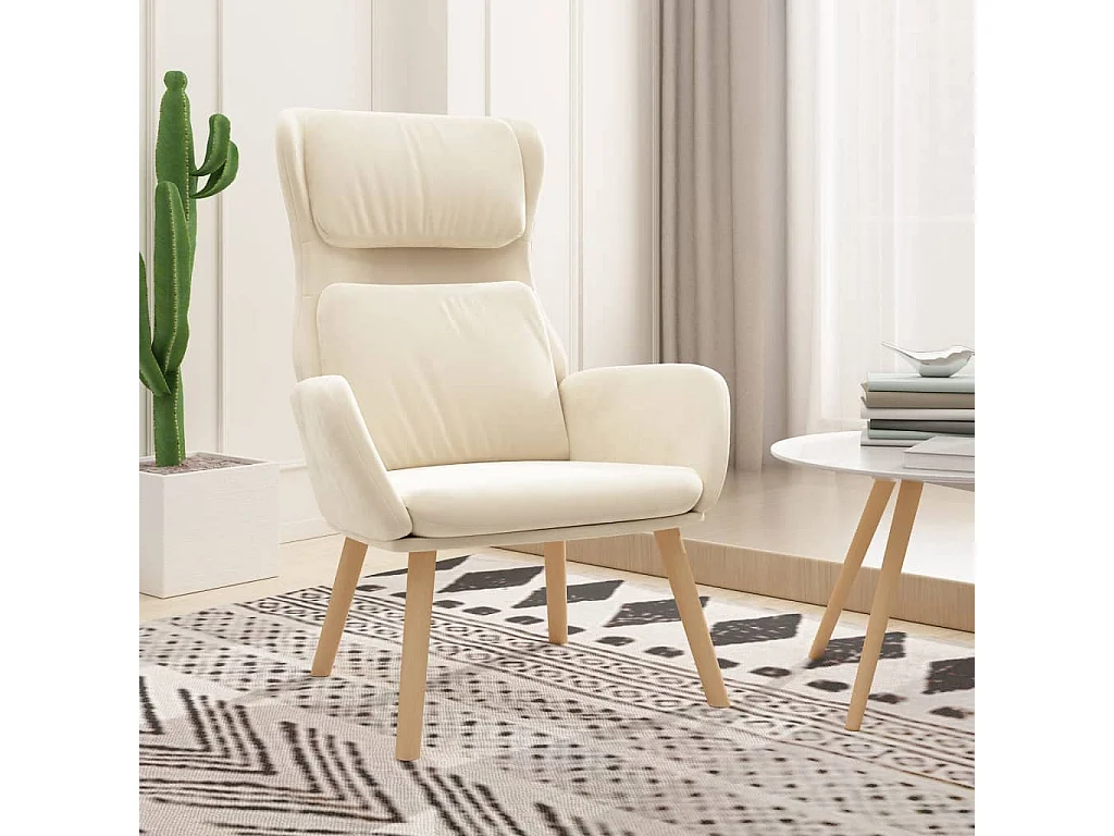Fauteuil de relaxation Blanc crème Velours