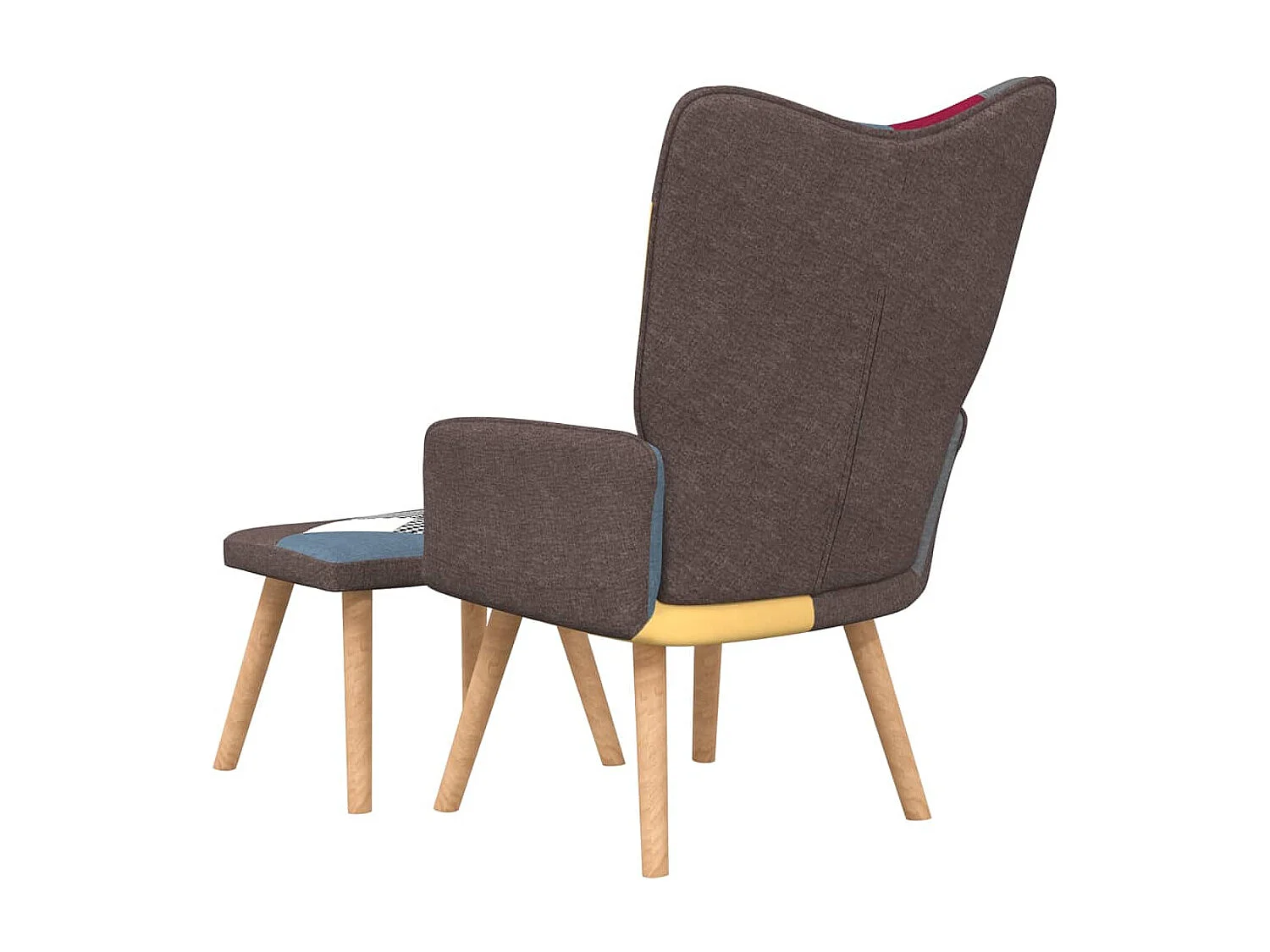 Relaxstoel met voetenbank patchwork stof