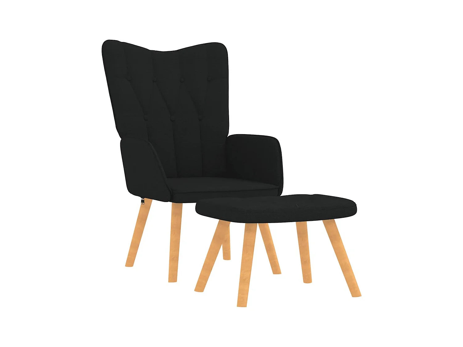 Fauteuil de relaxation avec tabouret Noir Tissu