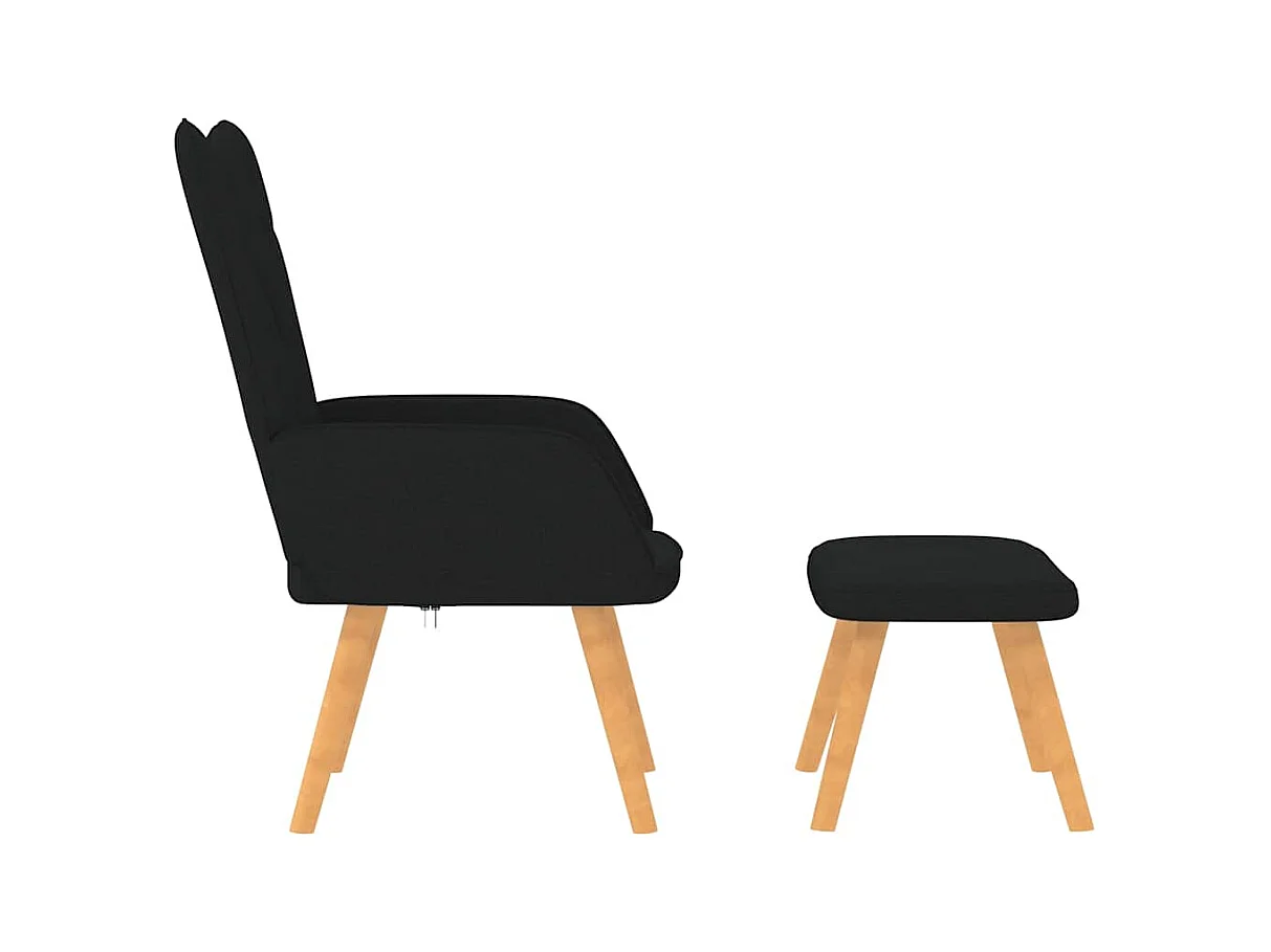 Fauteuil de relaxation avec tabouret Noir Tissu
