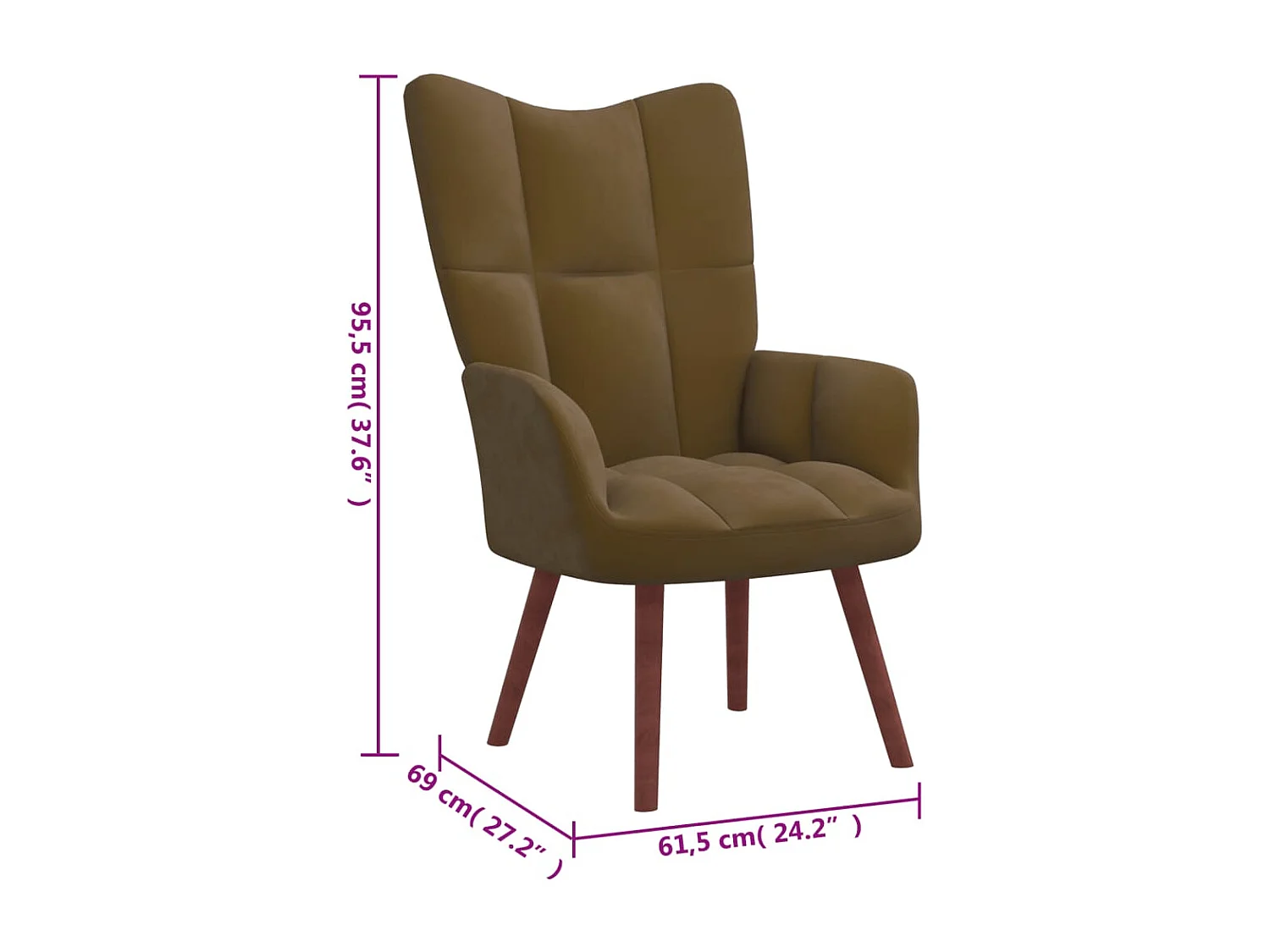 Fauteuil de relaxation avec repose-pied Marron Velours