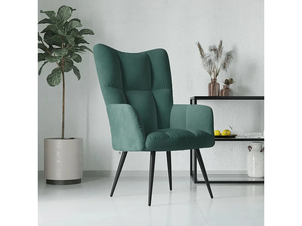 Fauteuil de relaxation Vert foncé Velours