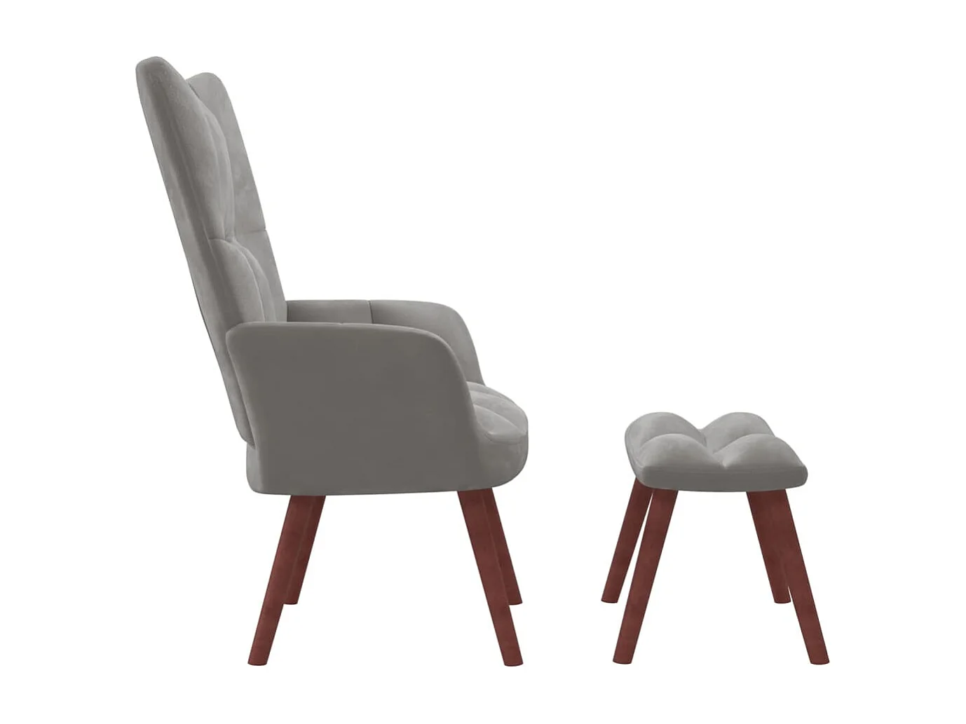 Fauteuil de relaxation avec repose-pied Gris clair Velours
