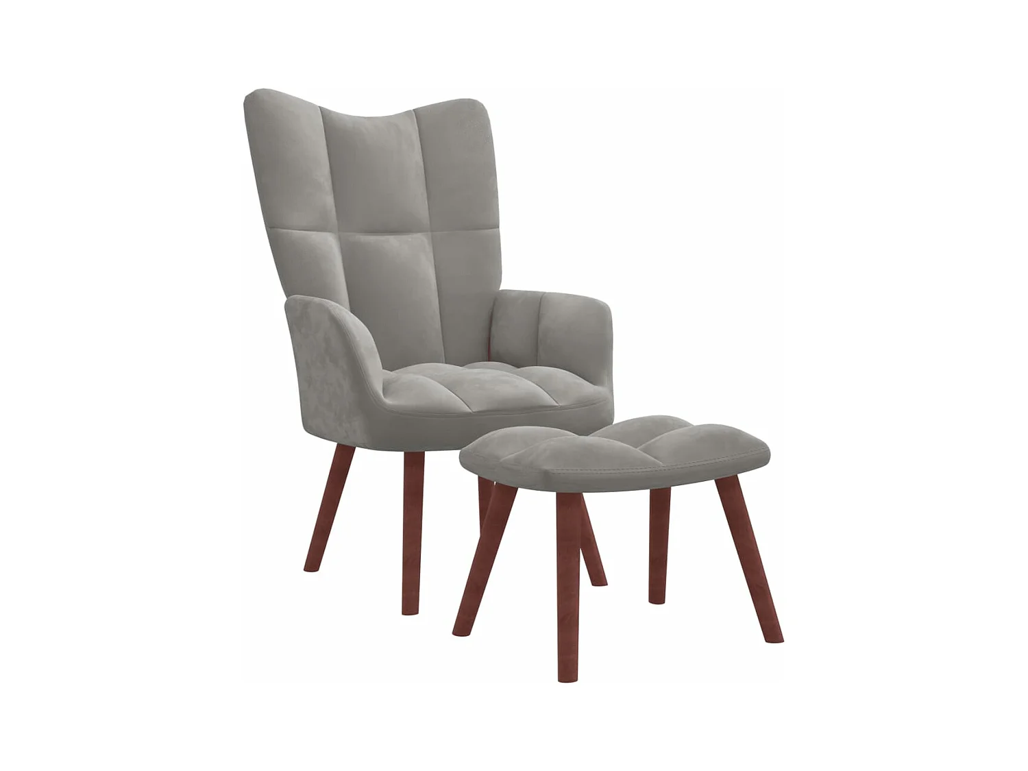 Fauteuil de relaxation avec repose-pied Gris clair Velours