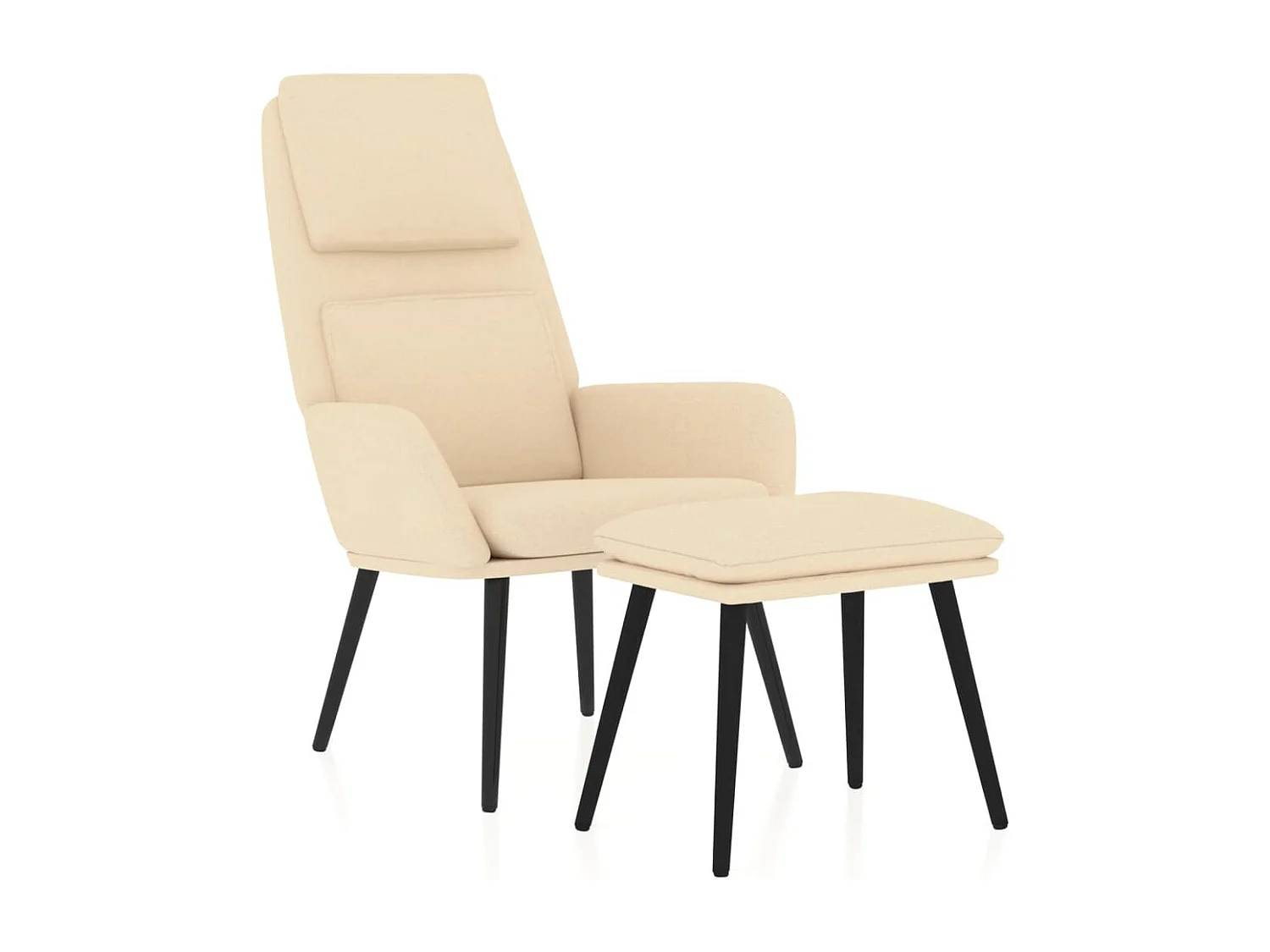 Fauteuil de relaxation avec tabouret Crème Tissu
