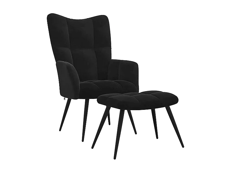 Fauteuil de relaxation avec repose-pied Noir Velours