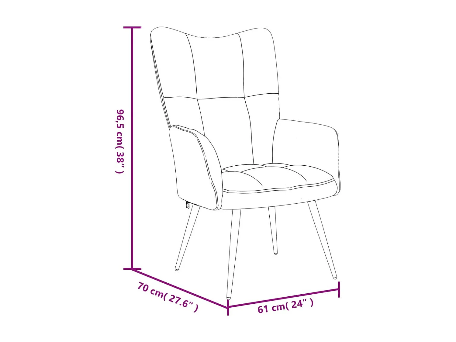 Fauteuil de relaxation avec repose-pied Noir Velours