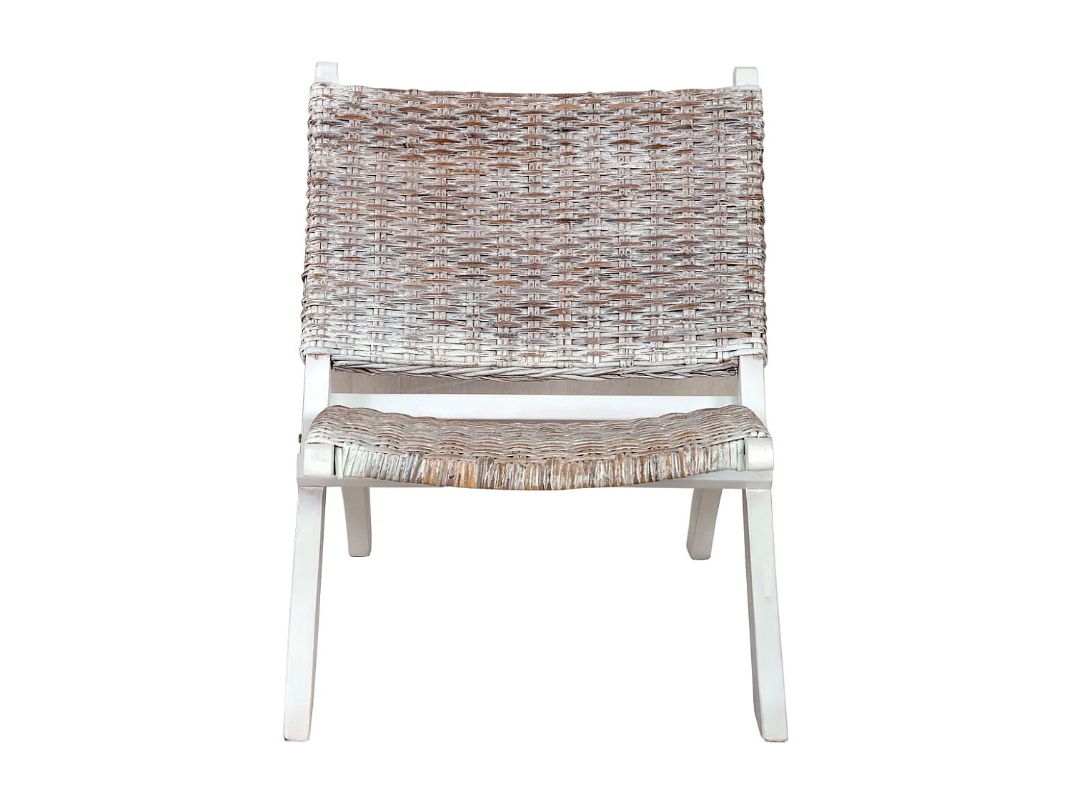 Fauteuil de relaxation Blanc Rotin naturel kubu et bois d'acajou