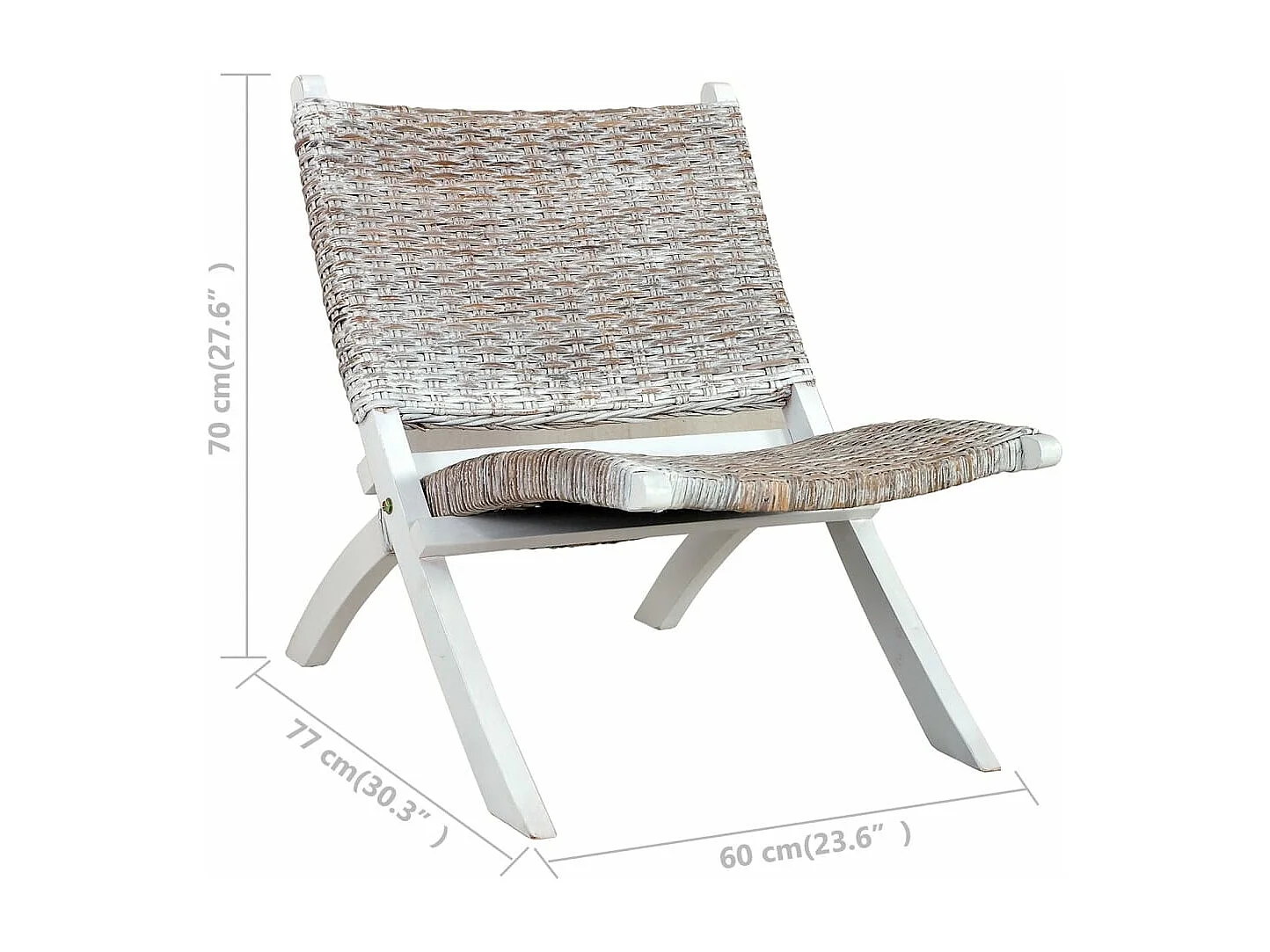 Fauteuil de relaxation Blanc Rotin naturel kubu et bois d'acajou