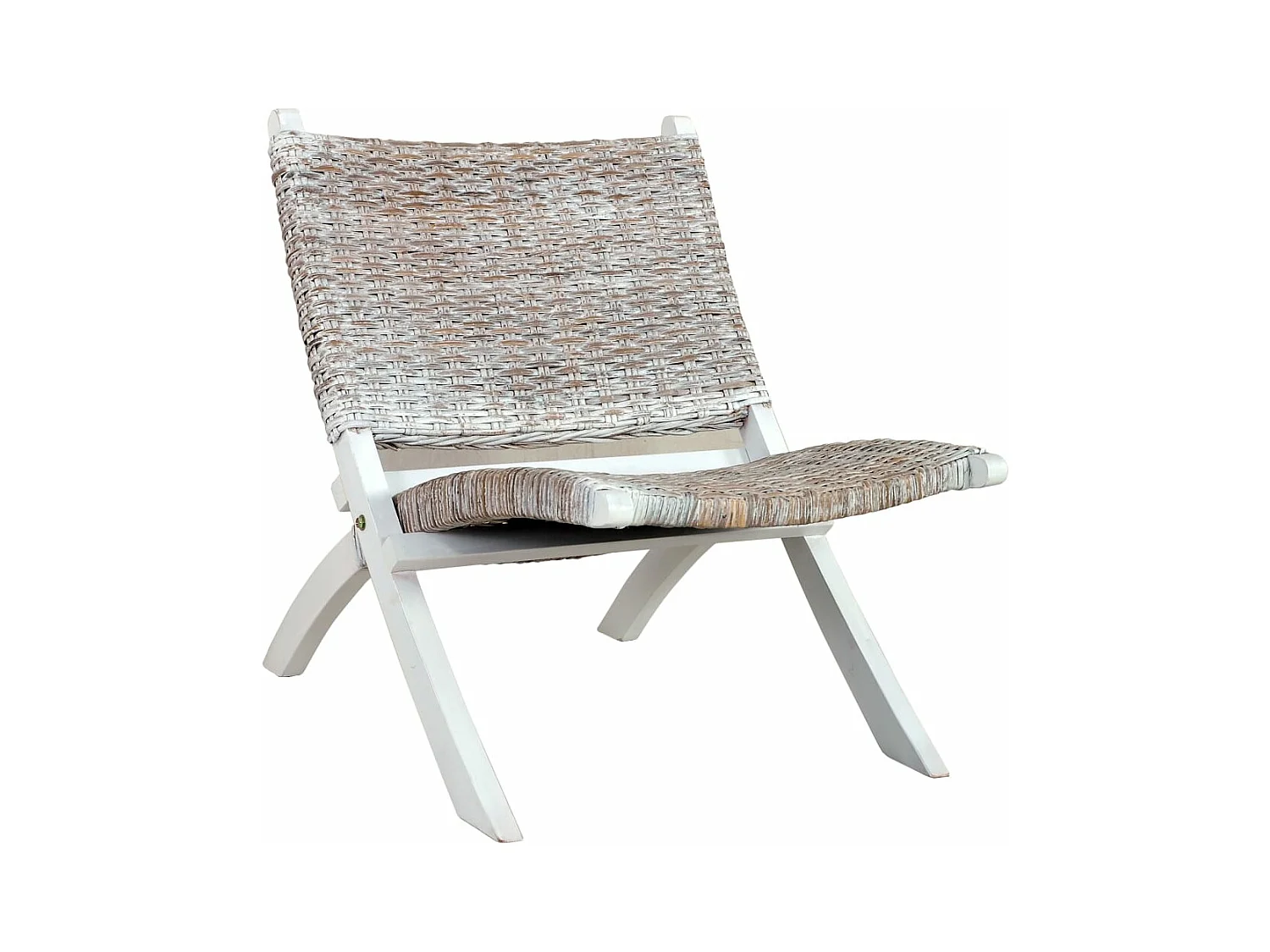 Fauteuil de relaxation Blanc Rotin naturel kubu et bois d'acajou