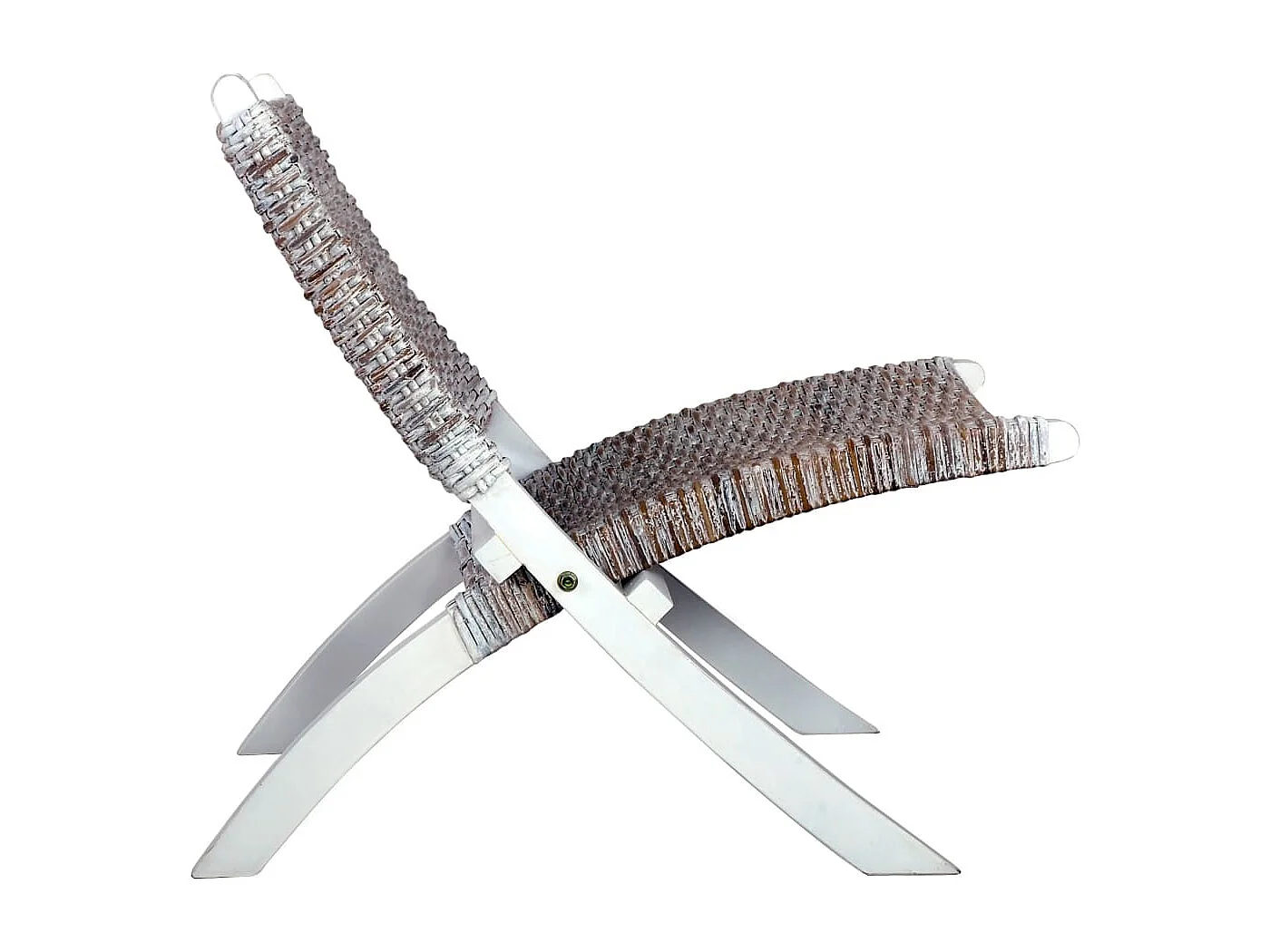 Fauteuil de relaxation Blanc Rotin naturel kubu et bois d'acajou