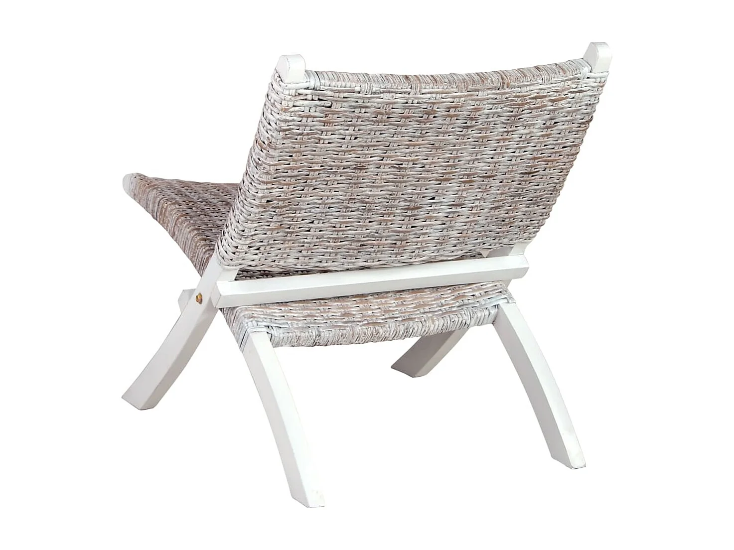 Fauteuil de relaxation Blanc Rotin naturel kubu et bois d'acajou