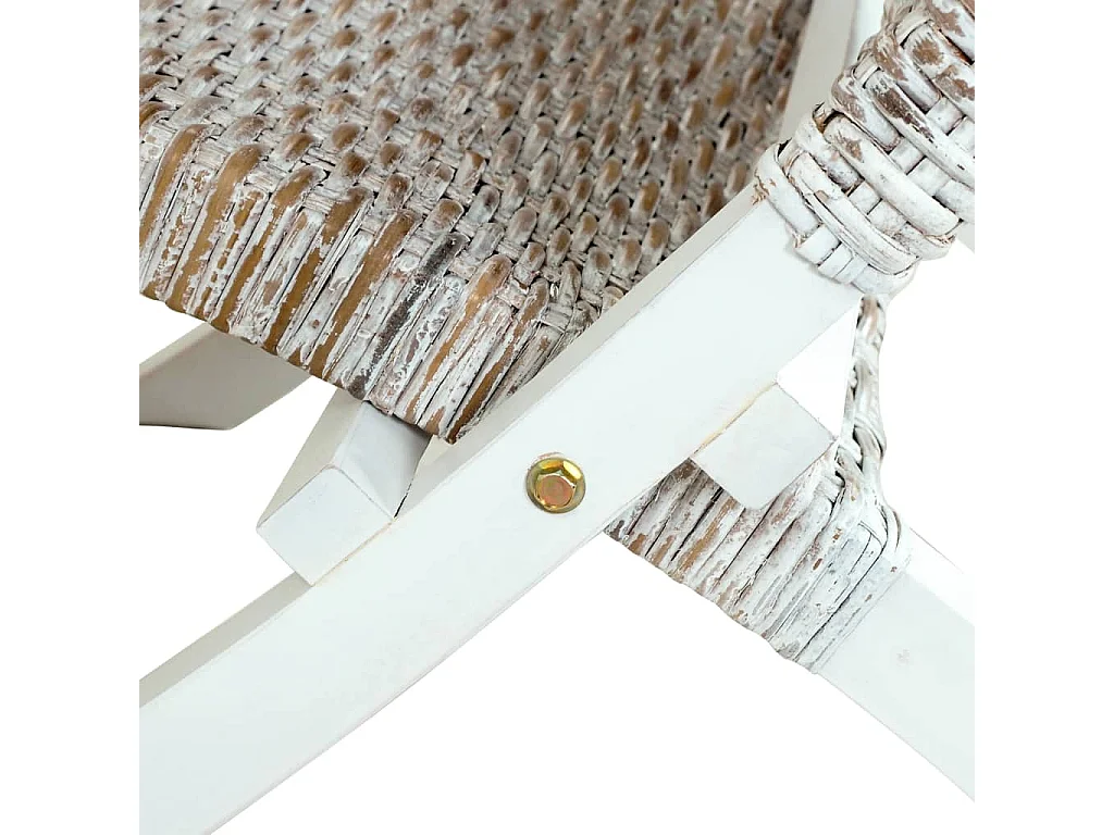 Fauteuil de relaxation Blanc Rotin naturel kubu et bois d'acajou