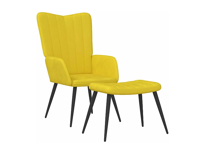 Fauteuil de relaxation avec repose-pied Jaune moutarde Velours