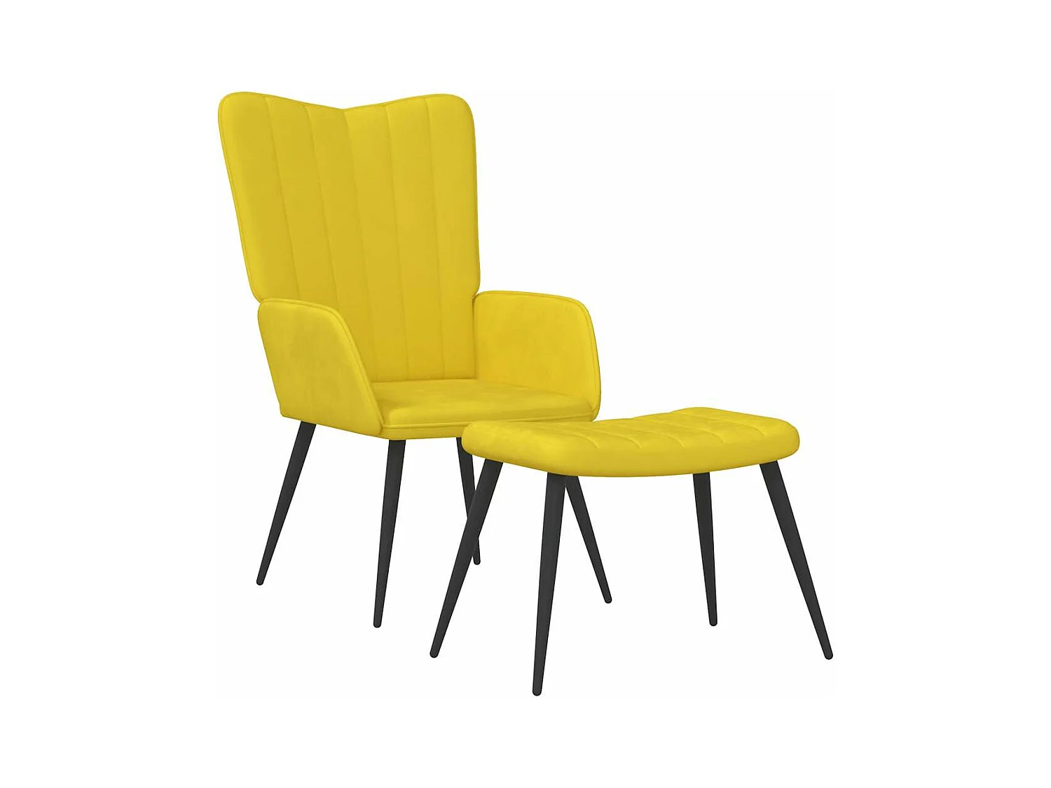 Fauteuil de relaxation avec repose-pied Jaune moutarde Velours