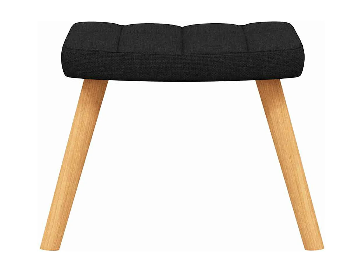 Fauteuil de relaxation avec tabouret Noir Tissu