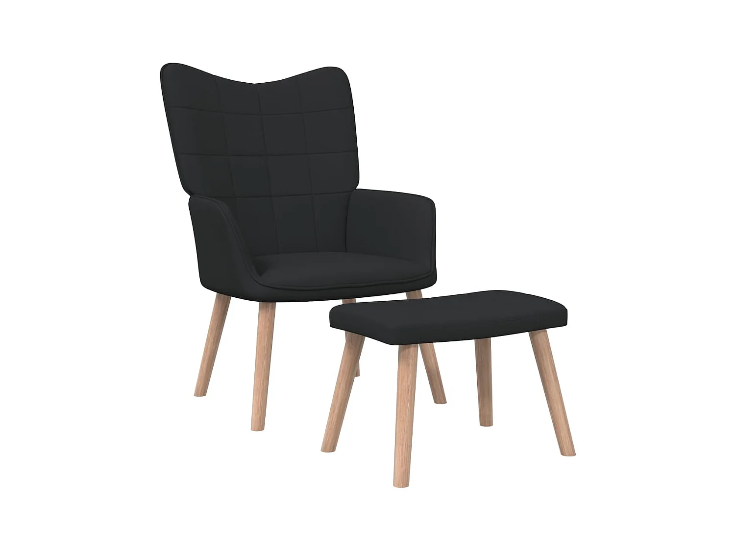 Fauteuil de relaxation avec tabouret Noir Tissu