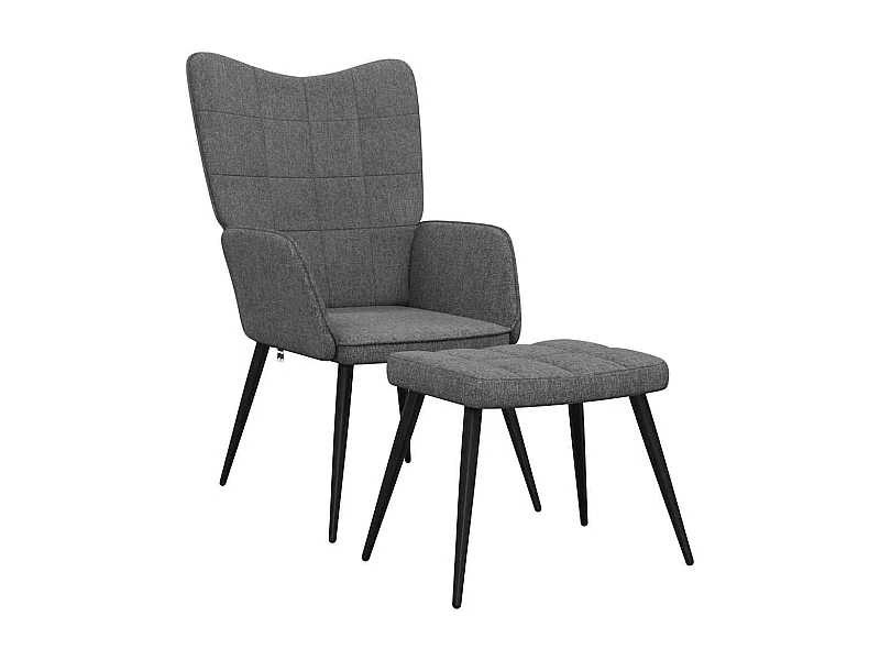 Fauteuil de relaxation avec tabouret Gris foncé Tissu