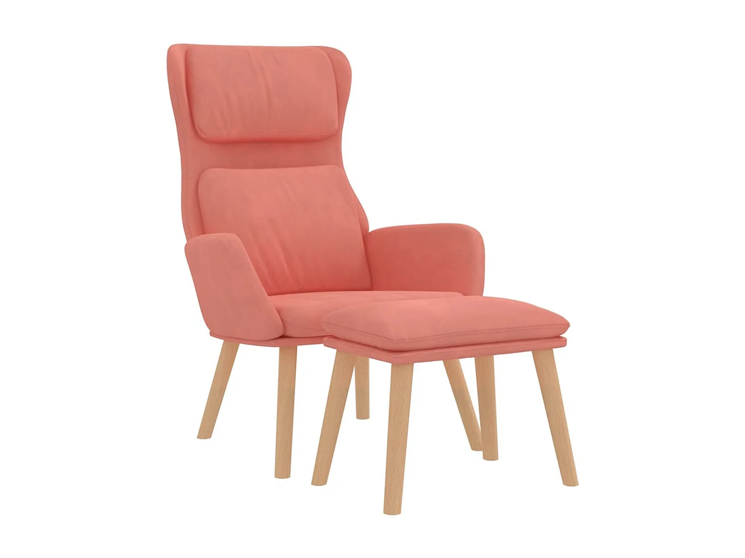 Relaxstoel met voetenbank fluweel roze