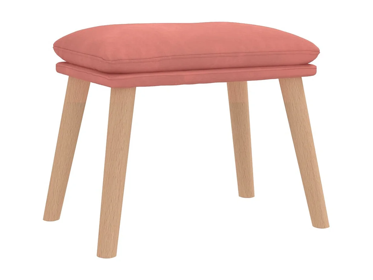 Relaxstoel met voetenbank fluweel roze