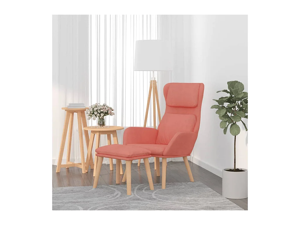 Fauteuil de relaxation avec tabouret Rose Velours
