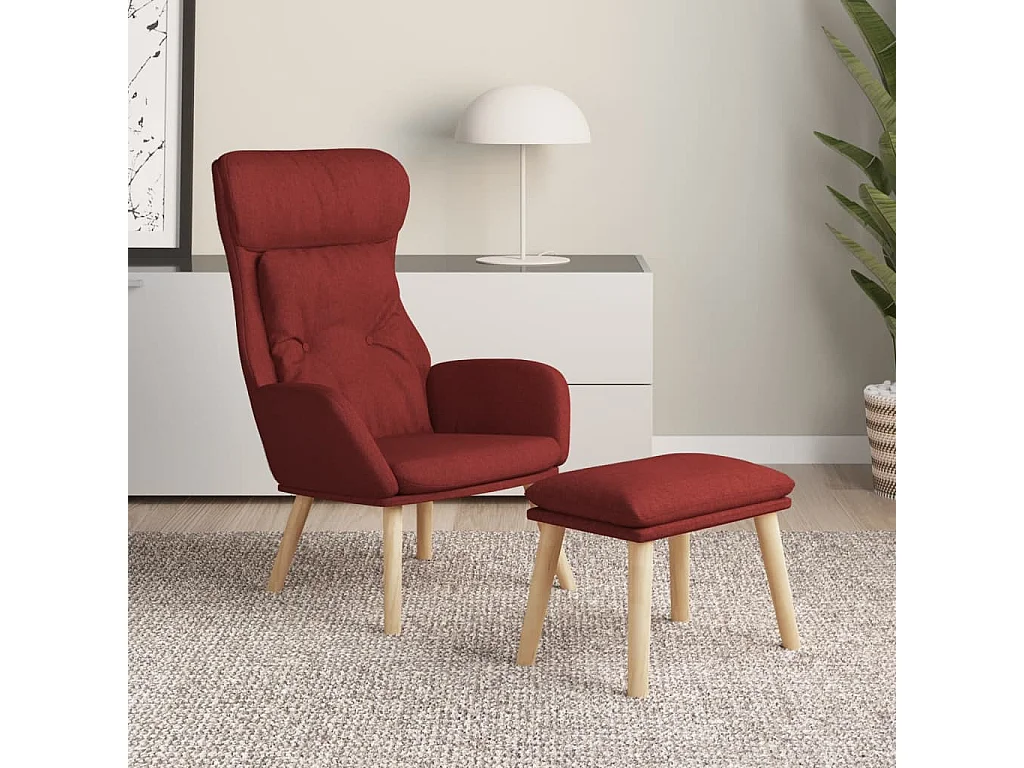 Sillón de relax con taburete tela rojo tinto