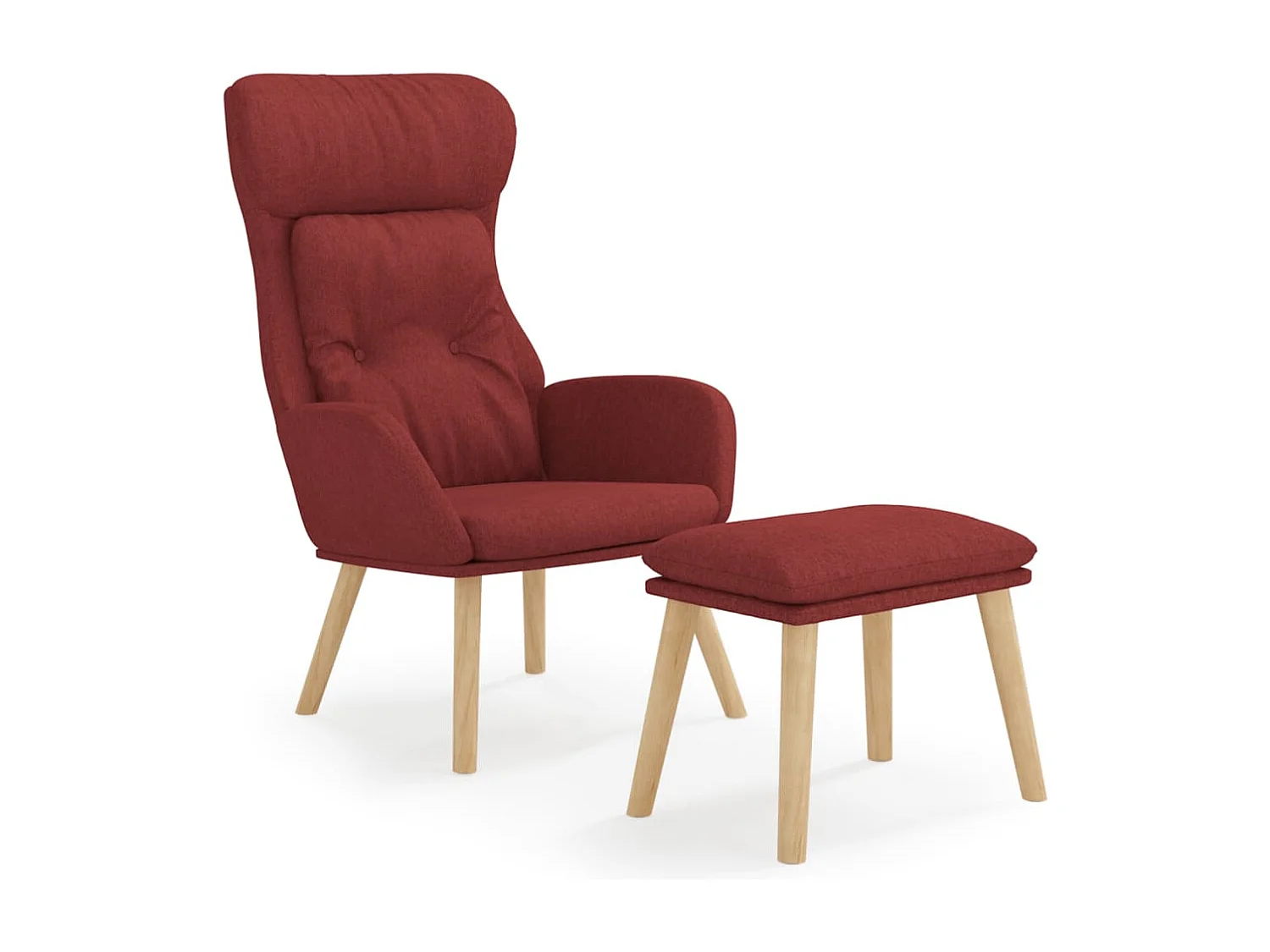 Sillón de relax con taburete tela rojo tinto