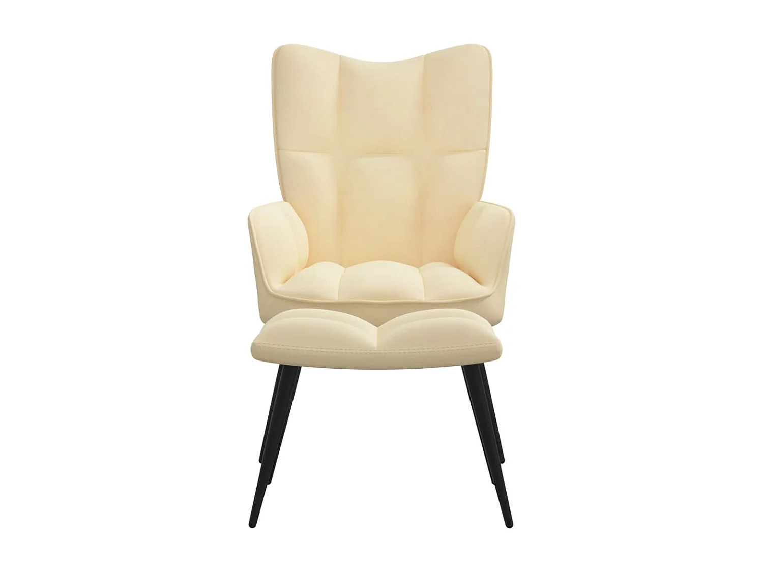 Fauteuil de relaxation avec repose-pied Blanc crème Velours