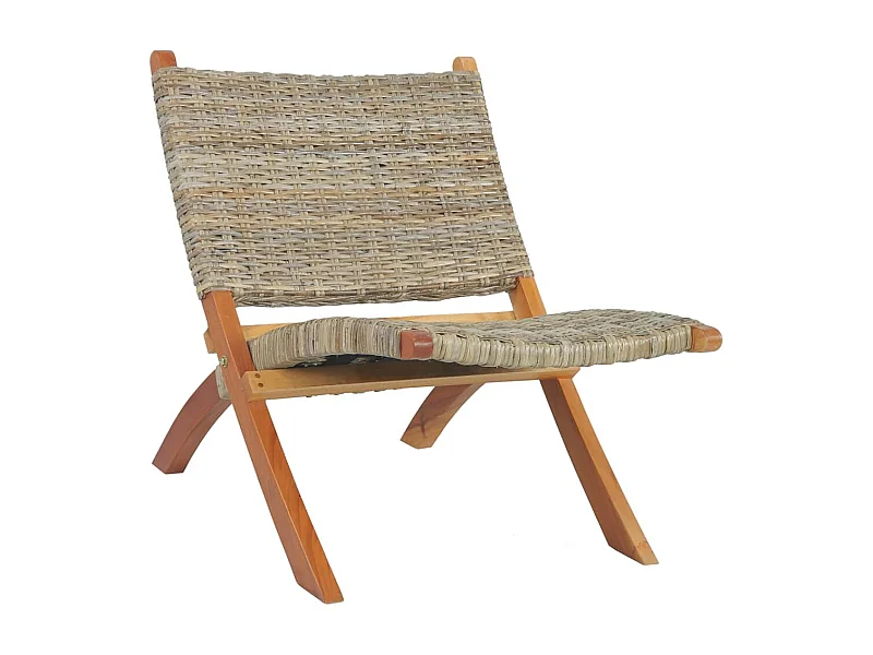 Fauteuil de relaxation Rotin naturel kubu et bois d'acajou