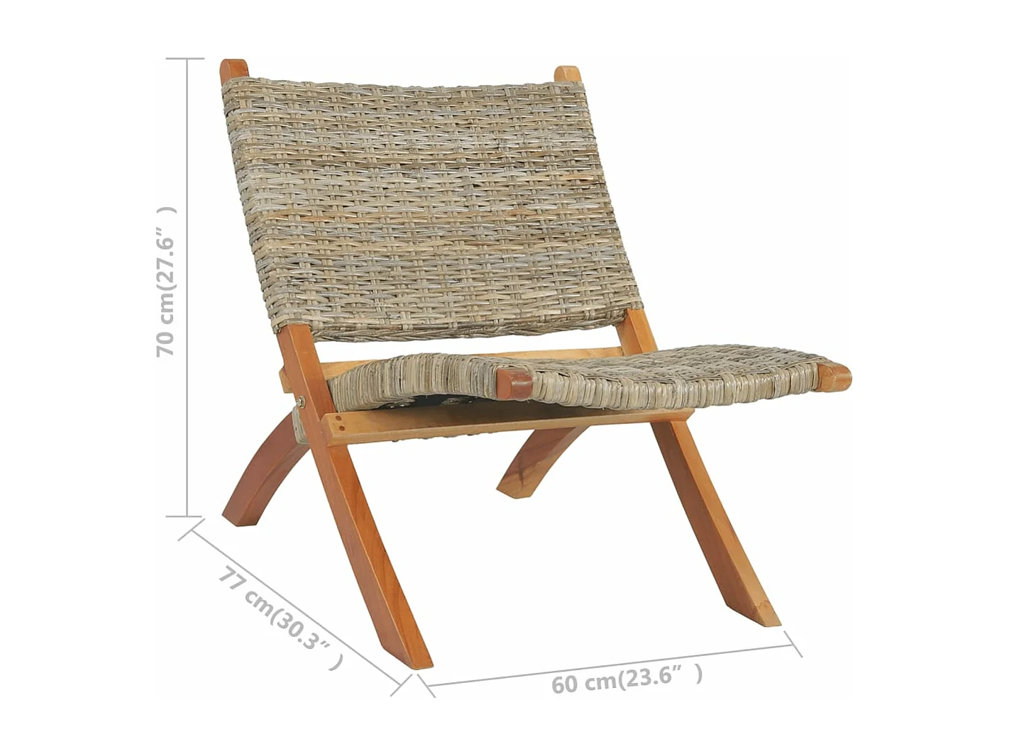 Fauteuil de relaxation Rotin naturel kubu et bois d'acajou