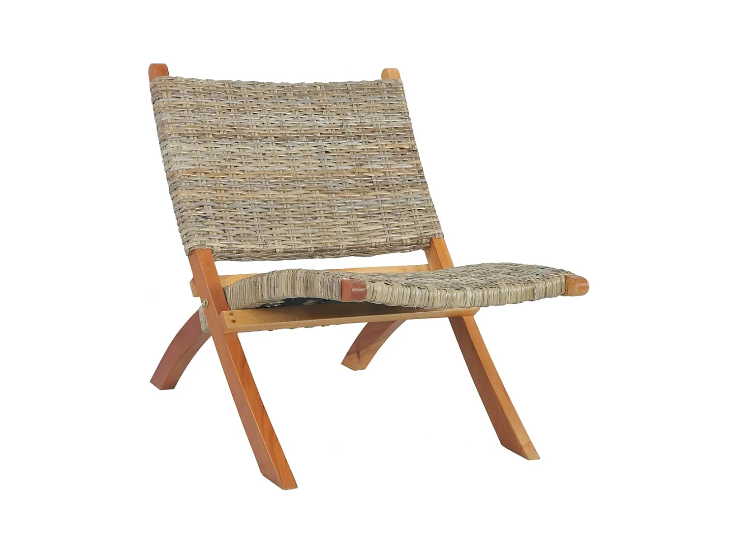 Silla de ratán kubu natural y madera maciza de caoba