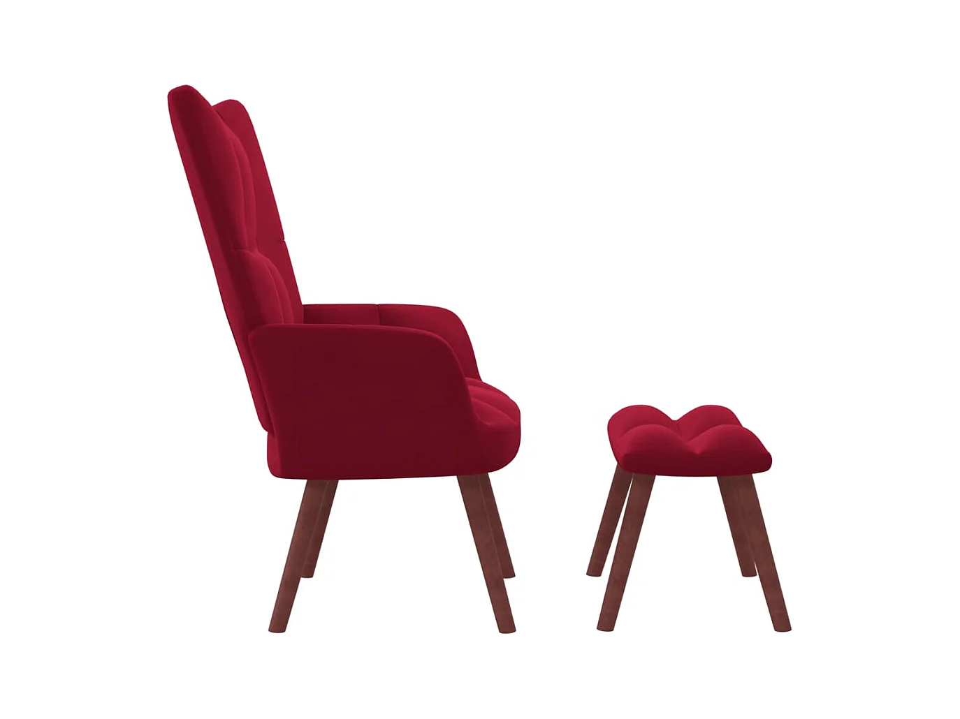 Fauteuil de relaxation avec repose-pied Rouge bordeaux Velours