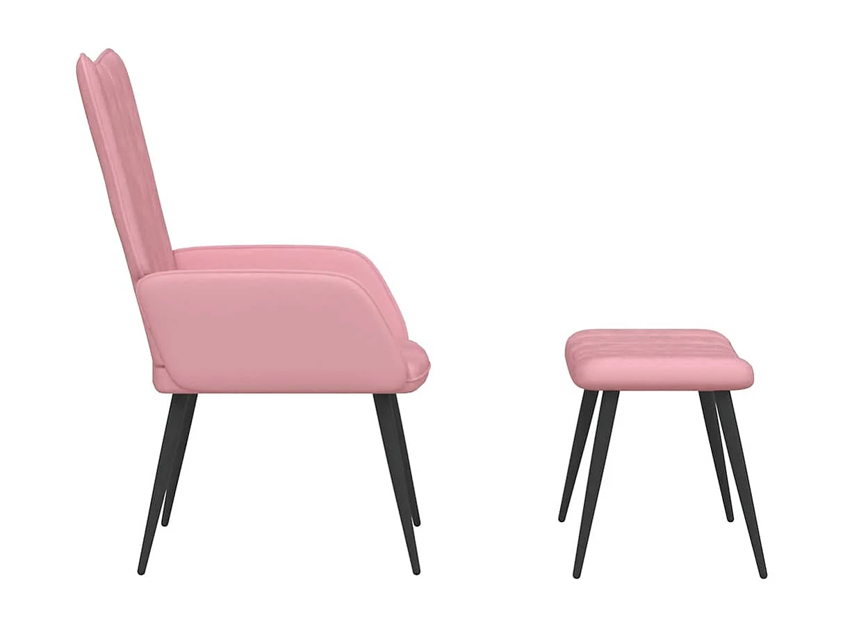 Fauteuil de relaxation avec repose-pied Rose Velours