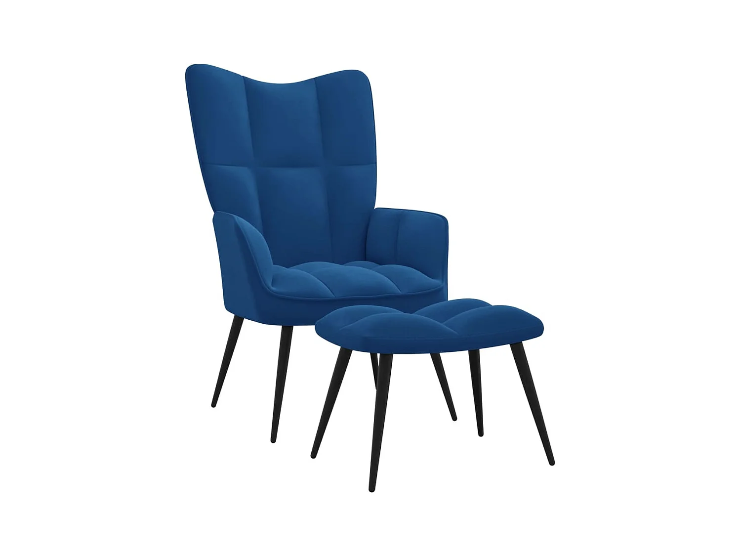 Fauteuil de relaxation avec repose-pied Bleu Velours