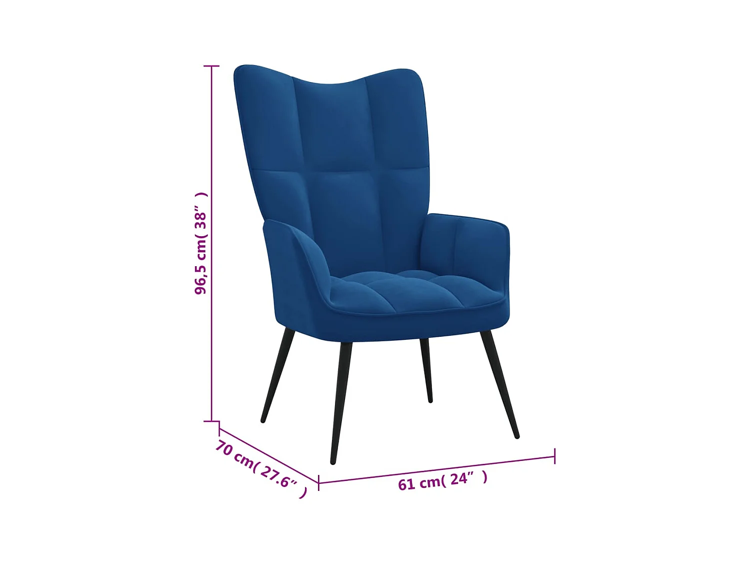 Fauteuil de relaxation avec repose-pied Bleu Velours