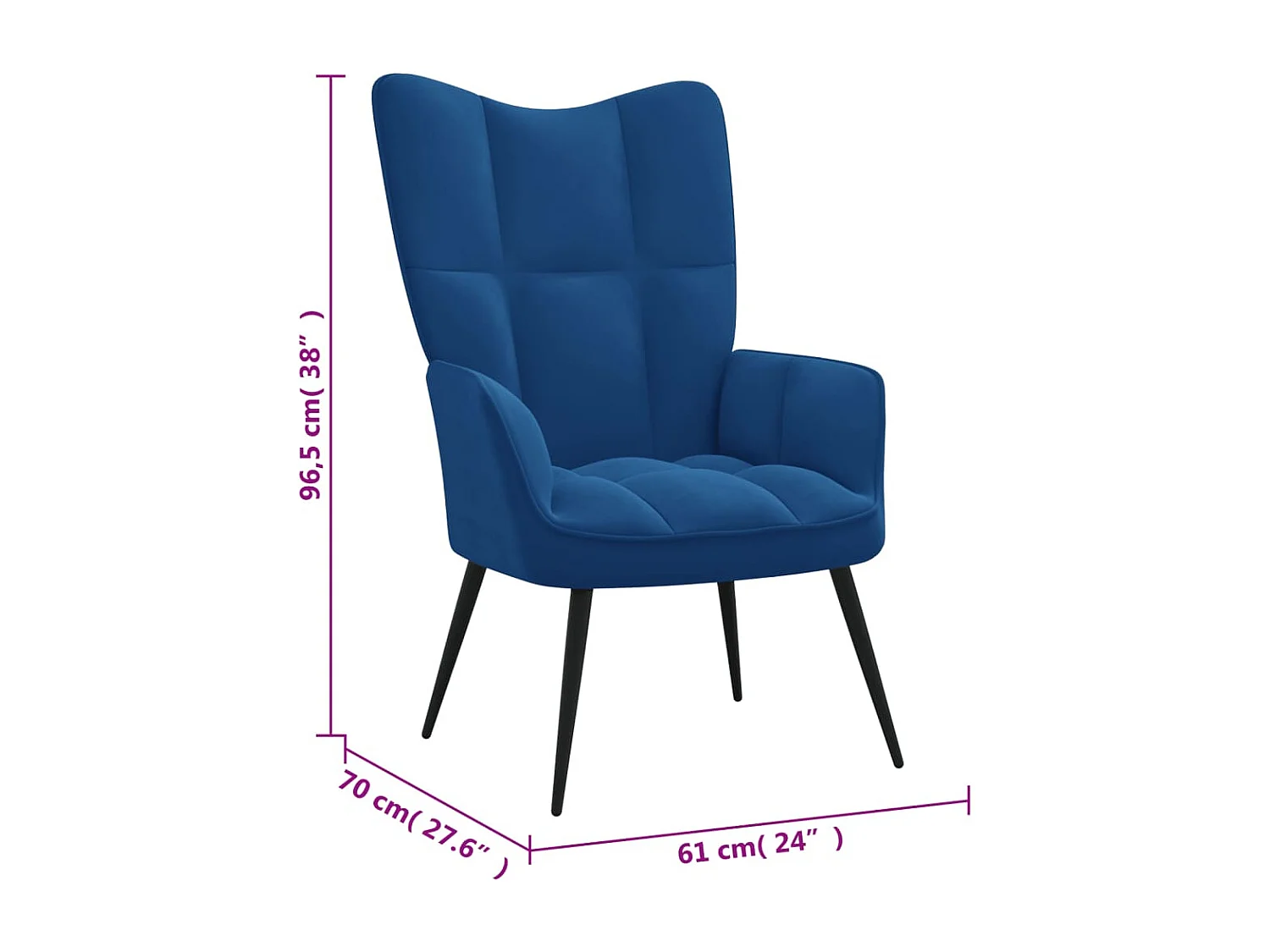 Fauteuil de relaxation avec repose-pied Bleu Velours
