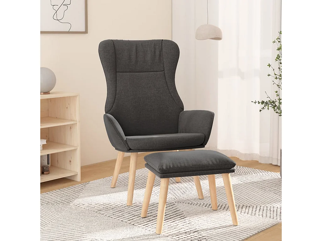 Fauteuil de relaxation avec repose-pied Gris foncé Tissu
