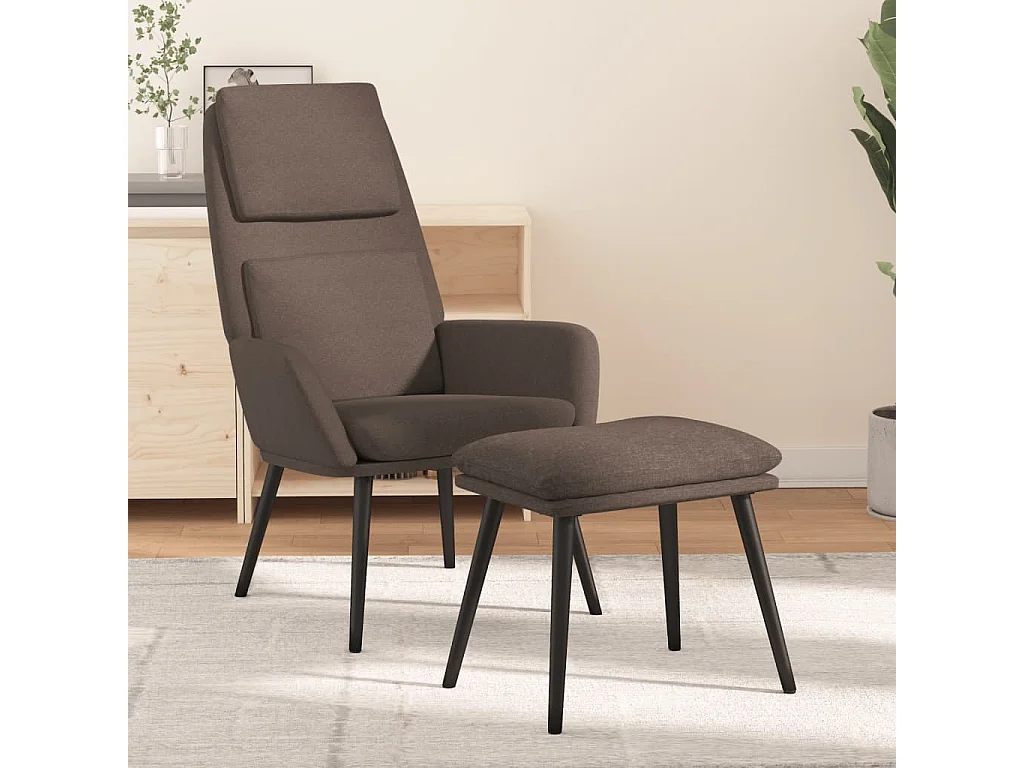 Fauteuil de relaxation avec tabouret Taupe Tissu