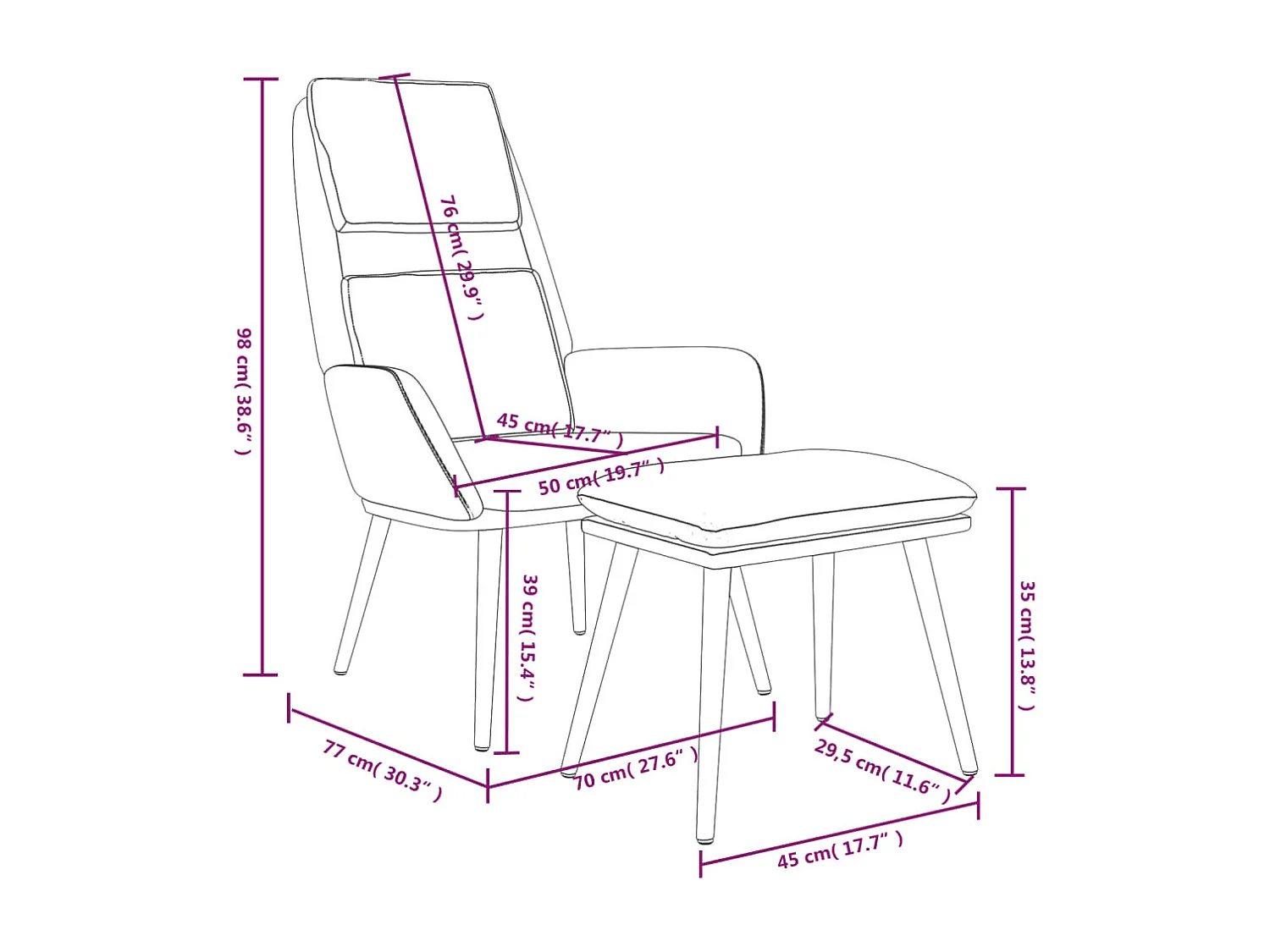 Fauteuil de relaxation avec tabouret Taupe Tissu