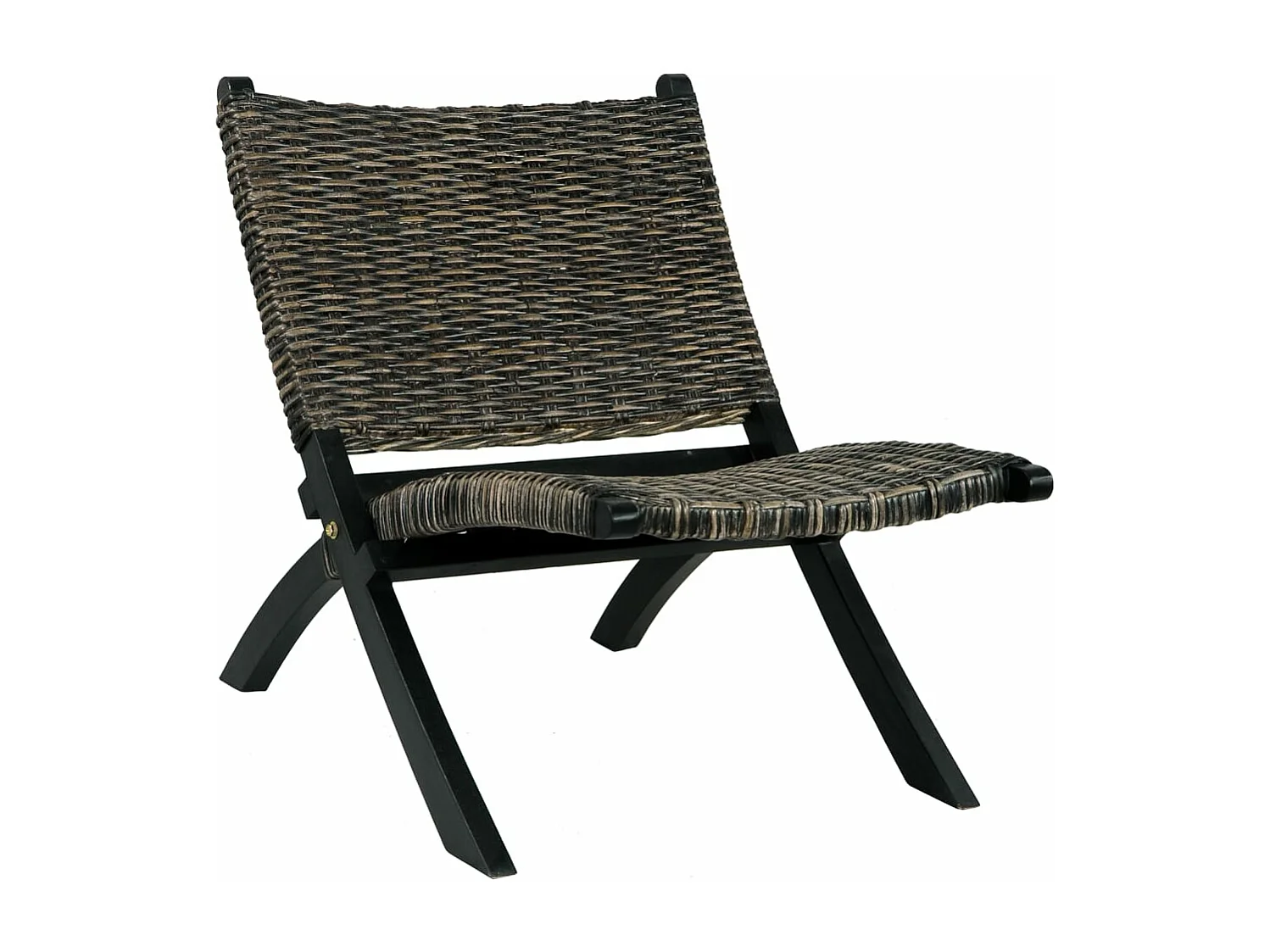 Fauteuil de relaxation Noir Rotin naturel kubu et bois d'acajou
