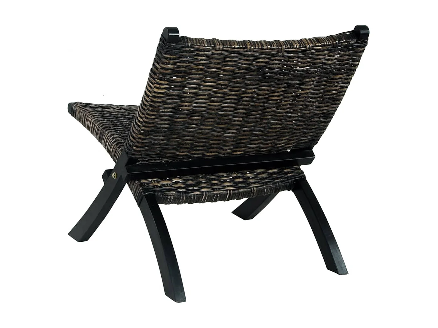 Fauteuil de relaxation Noir Rotin naturel kubu et bois d'acajou