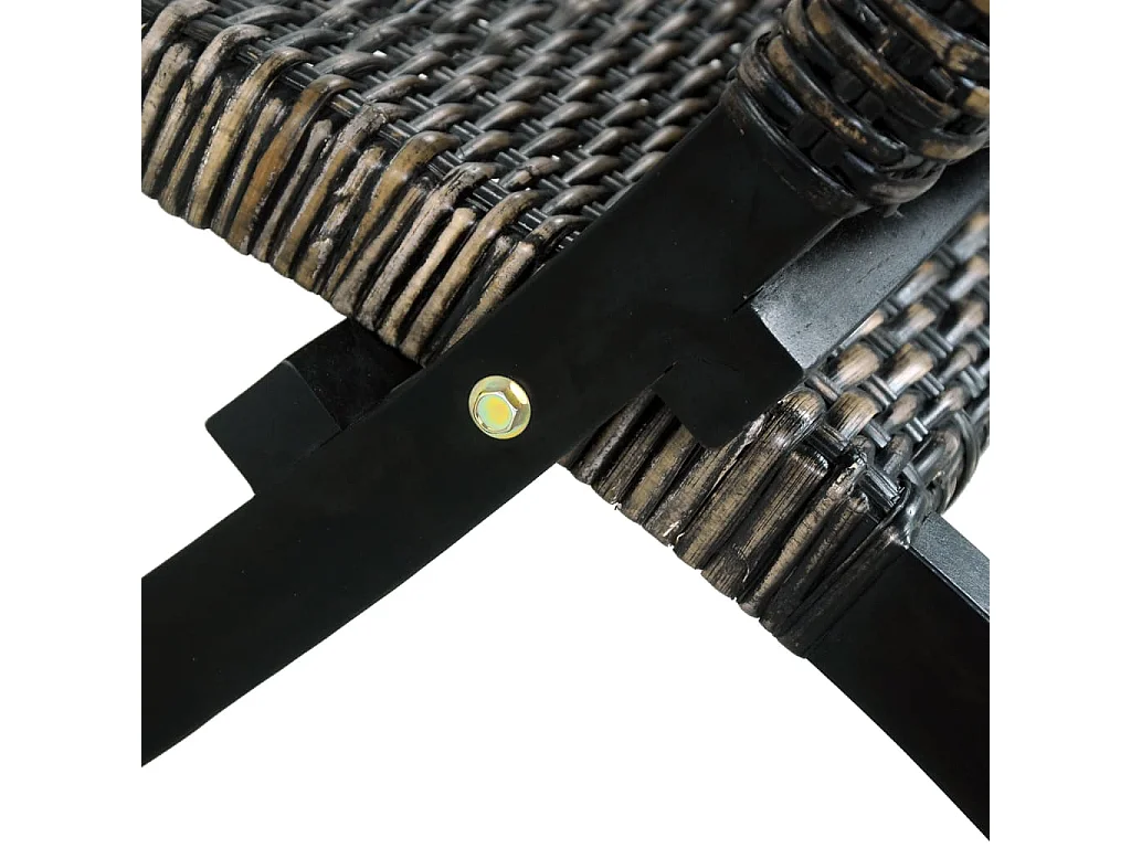 Relaxstoel natuurlijk kubu rattan en massief mahoniehout zwart