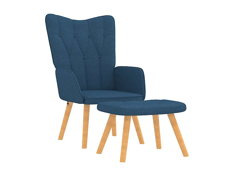 Fauteuil de relaxation avec tabouret Bleu Tissu