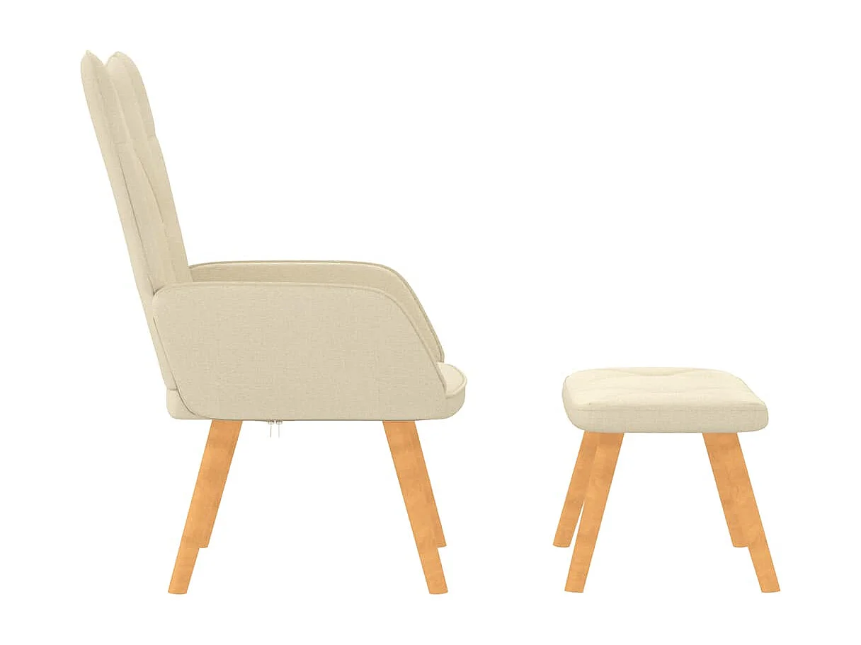 Relaxstoel met voetenbank stof crèmekleurig