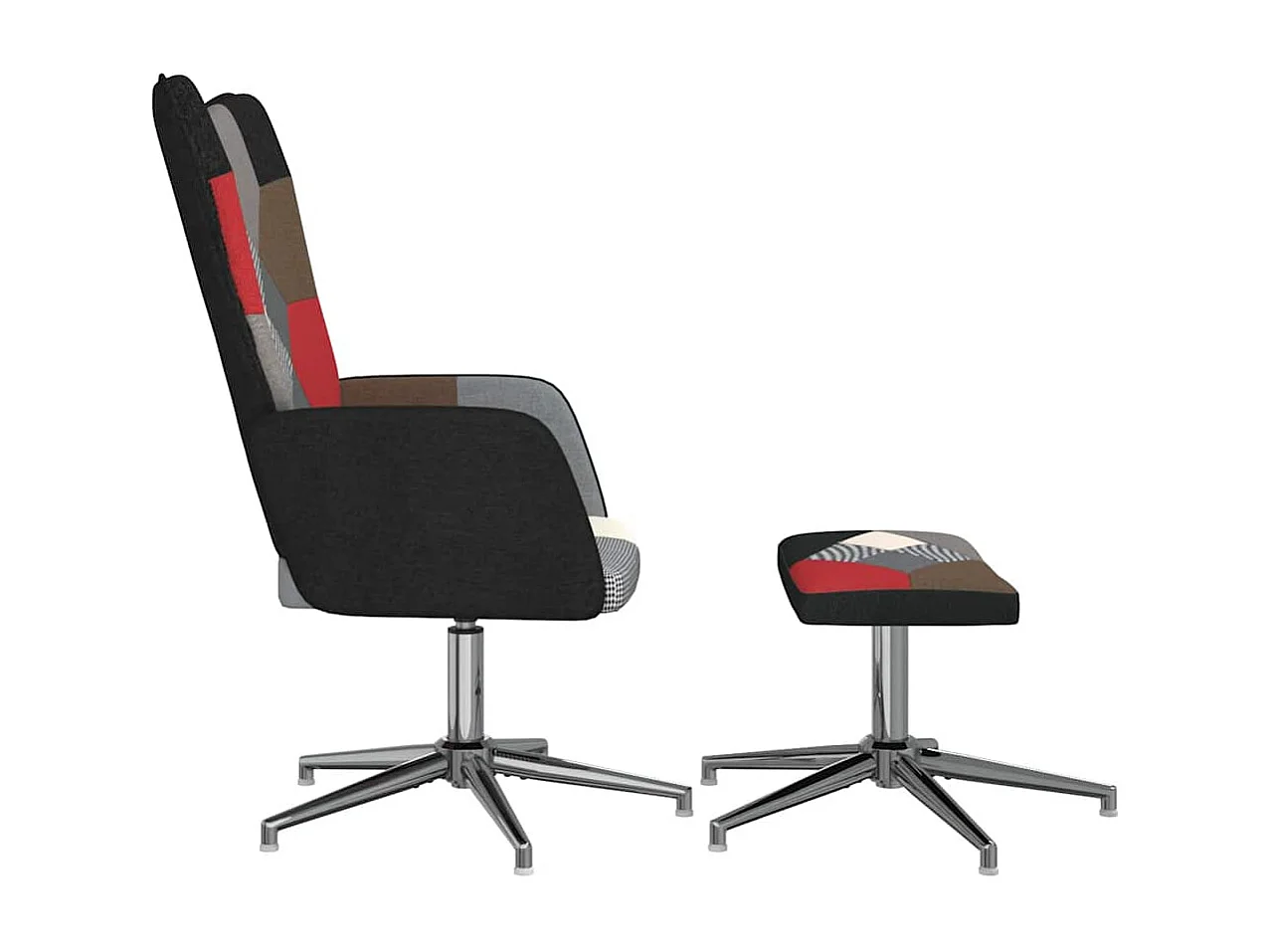 Relaxstoel met voetenbank patchwork stof