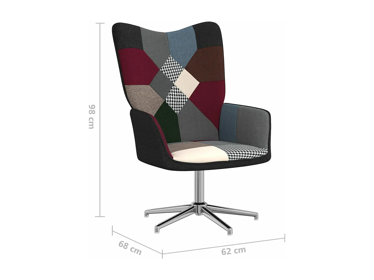 Relaxstoel met voetenbank patchwork stof