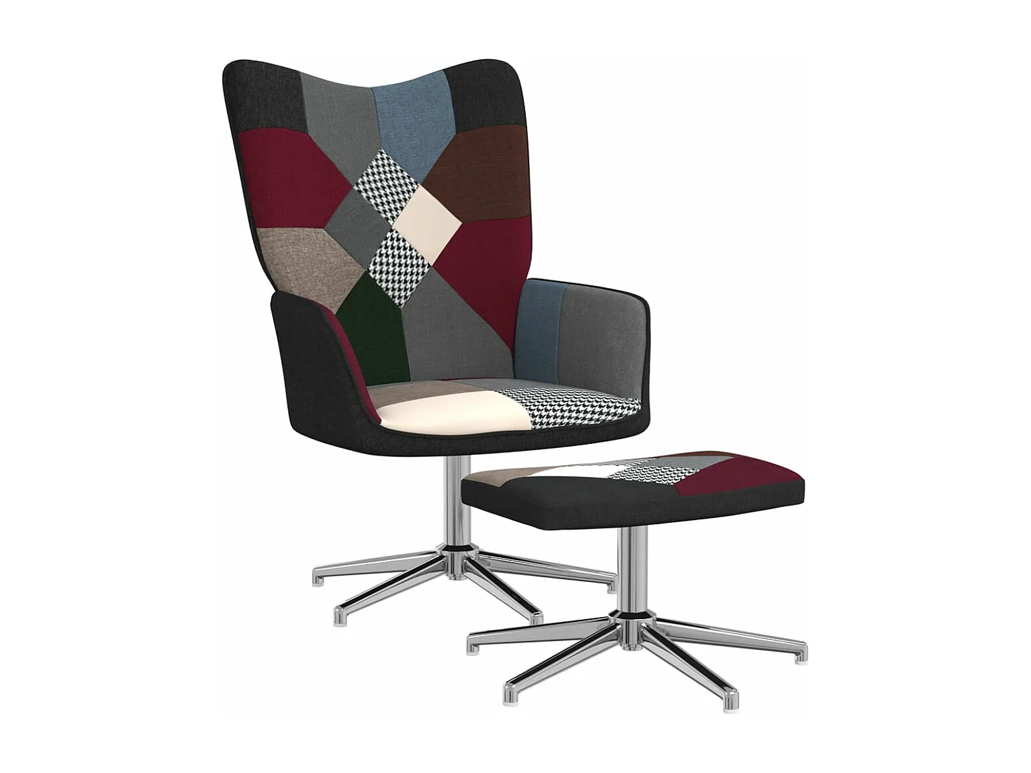 Fauteuil de relaxation avec repose-pied Patchwork Tissu