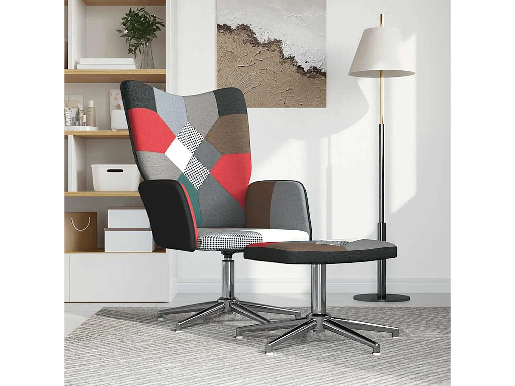 Fauteuil de relaxation avec repose-pied Patchwork Tissu