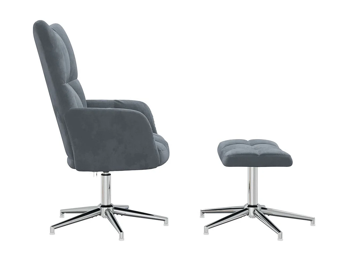 Relaxstoel met voetenbank fluweel donkergrijs